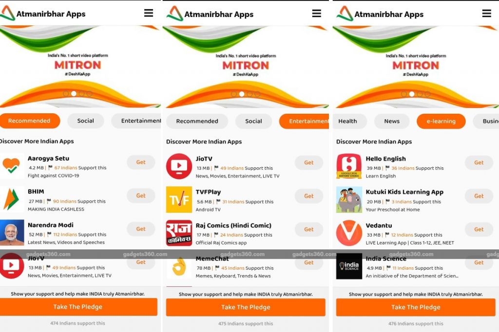 Atmanirbhar Apps Launched by Mitron to Promote Indian Apps