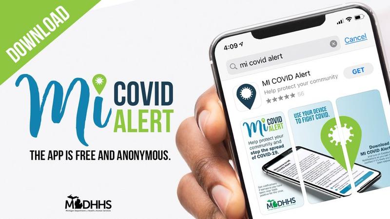 Flyer from MDHHS asking Michiganders to download the app.