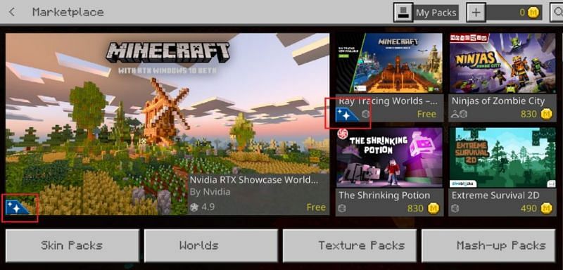 A ton of free ray tracing content is available for players to download and enjoy at Minecraft Marketplace (via image help.inecraft.net)