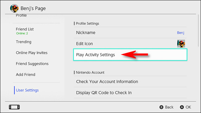 In the Nintendo Switch user settings, select "Enable functional settings."
