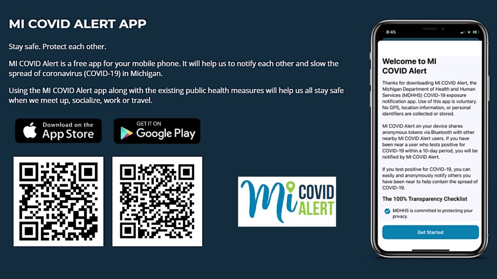 The MI COVID alert application will hit nearly half a million downloads in the first month