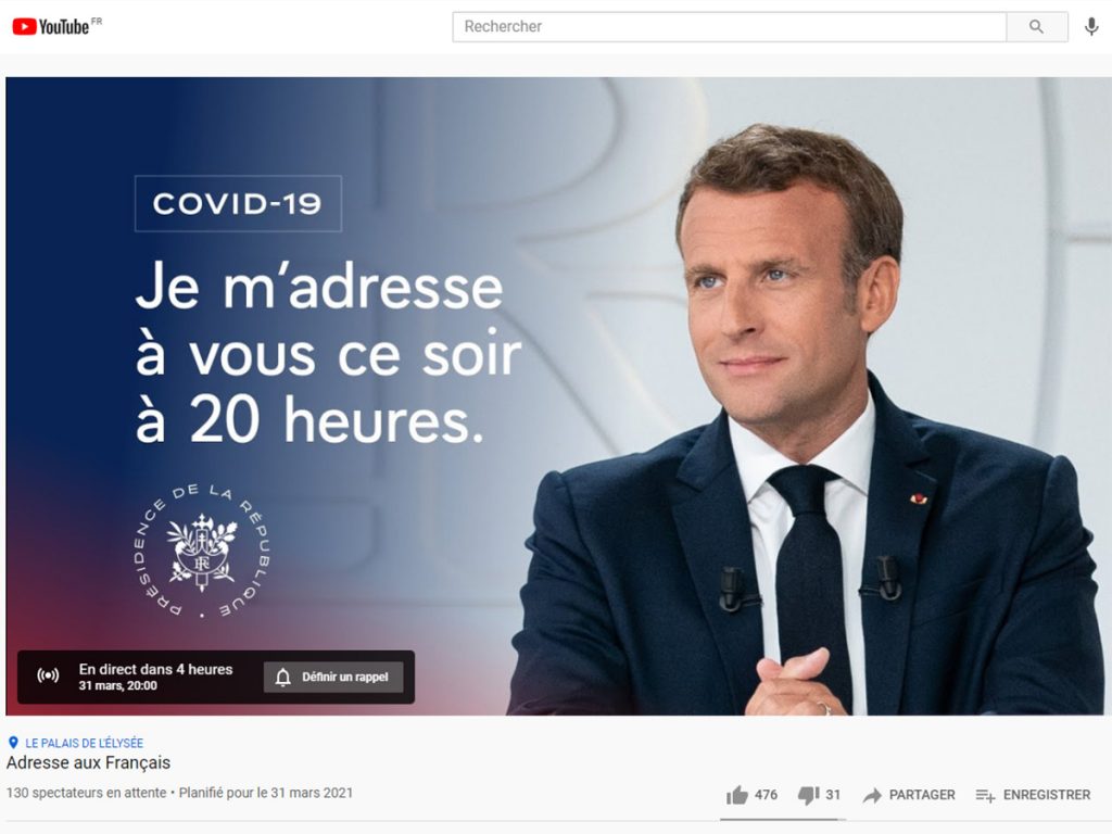 How to watch Emmanuel Macron's speech on YouTube or the Internet this March 31 at 8pm.