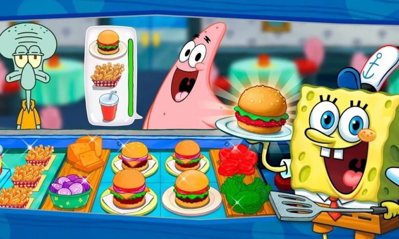 spongebob pc game patrick eating sandwich in diner