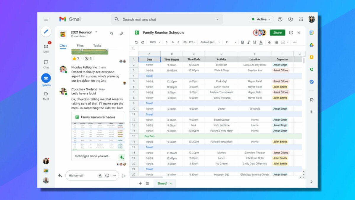 New Gmail with workspace for everyone
