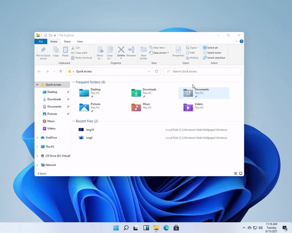 Among other things, Windows 11 gets a new option to organize windows.  (Image: Margin)