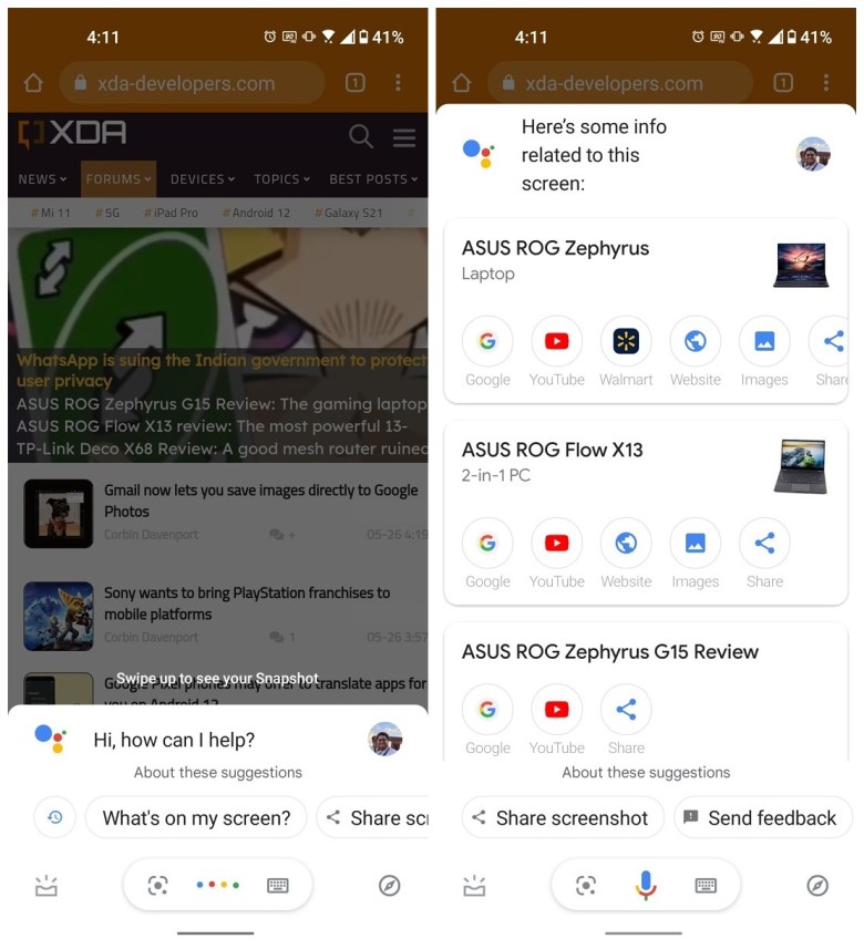 What Google Assistant on my screen
