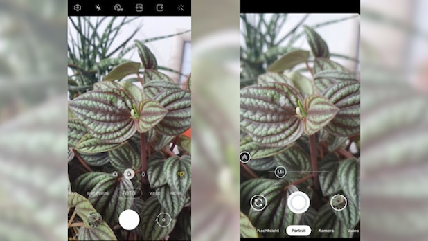 Samsung Camera app on the left, Google Camera app on the right.