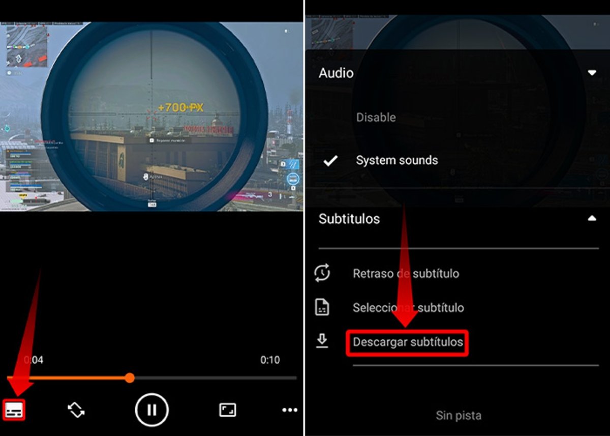 How to place subtitles on VLC from mobile with automatic download