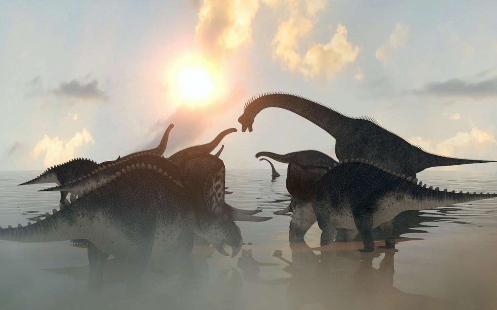 Selon les travaux d’une équipe franco-anglo-canadienne, les grands dinosaures herbivores ont commencé à décliner environ 10 millions d’années avant que la météorite qui mènera à leur extinction heurte notre Terre. En cause, une chute brutale des températures. © denissimonov, Adobe Stock