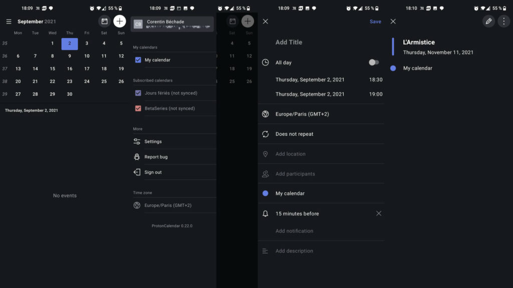 Proton Calendar Android Screen Shot