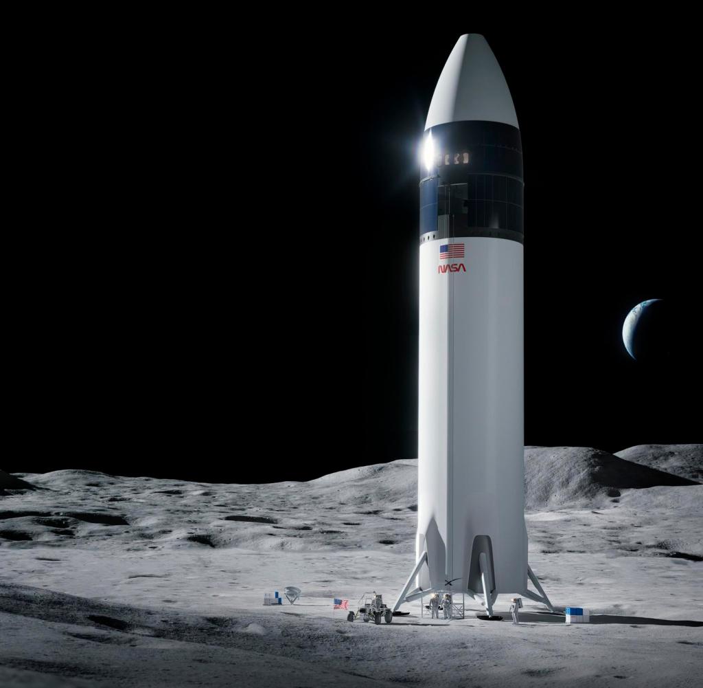 07/30/2021, Washington, USA: This chart provided by SpaceX shows the design of the SpaceX Starship, which will bring the first NASA astronauts to the lunar surface as part of the Artemis project.  Jeff Bezos has lost an appeal against NASA's deal with Elon Musk's SpaceX to build a new lunar lander.  On July 30, 2021, the Government Liability Office ruled that NASA's award of a $ 2.9 billion contract to SpaceX on July 30, 2021 was legal and orderly.  Photo: SpaceX / via NASA AP / dpa - Attention: For editorial use only and with full reference to the above credits +++ dpa-Bildfunk +++