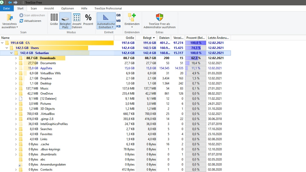 Hard drive is full: what to do?  How to delete HDD and / or SSD in CCleaner's Disk Analyzer helps you to find large files, TreeSize Free masters is even better. 