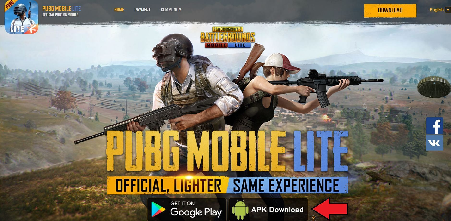 Clicking on this icon will start downloading the APK file (Photo via PUBG Mobile Lite)