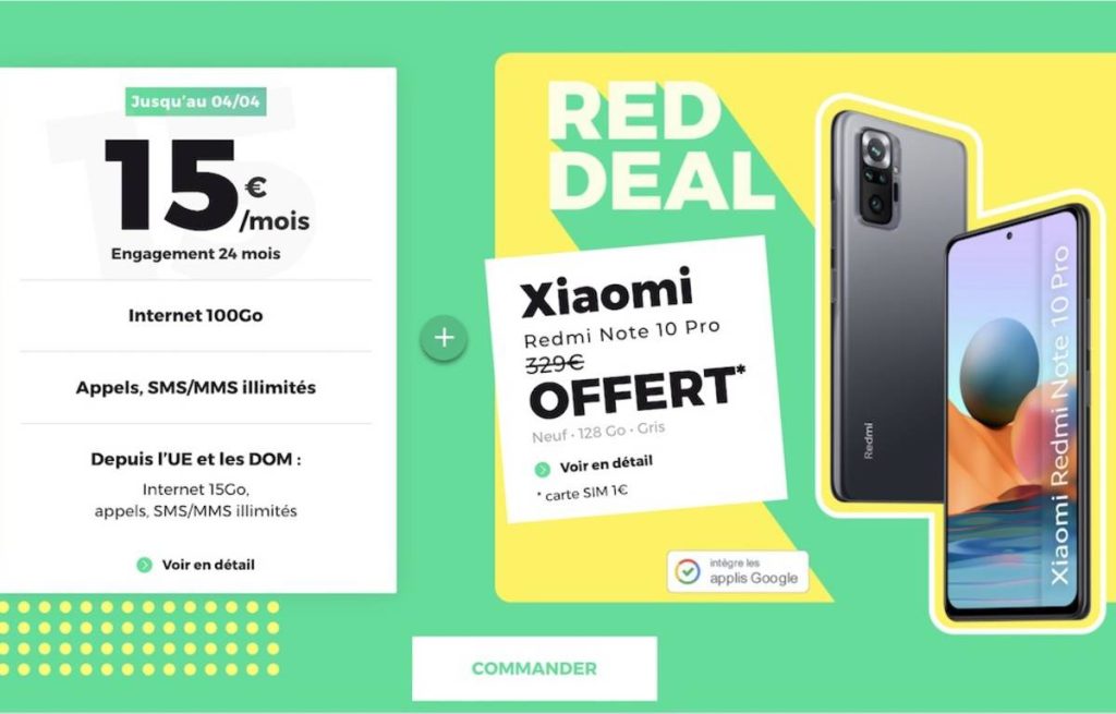 Red Deal offers you the Xiaomi Redmi Note 10 Pro smartphone with 100 GB plan till April 4