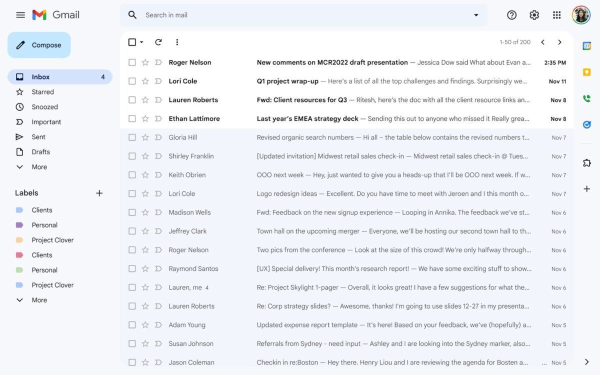 Gmail UI 2022 Internet