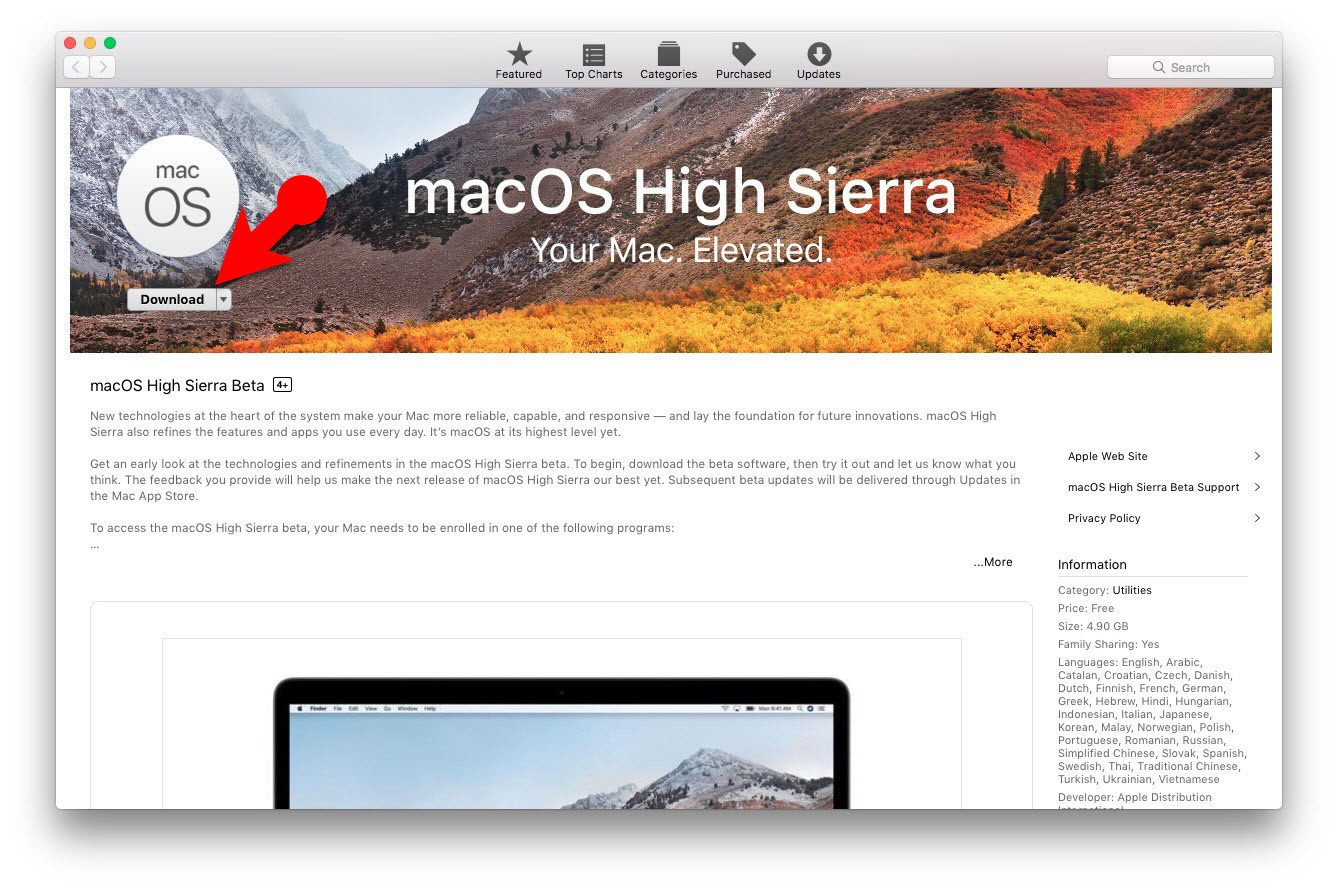 Download MacOS High Sierra for free