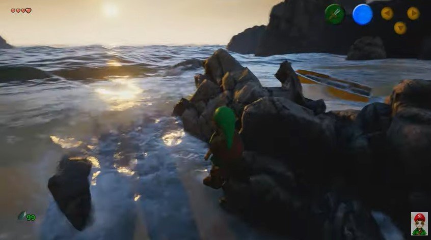 The UE5 remake of the CryZENx of Ocarina of Time shows impressive water effects