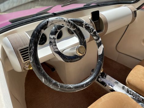 A mason made this spectacular steering wheel out of marble.