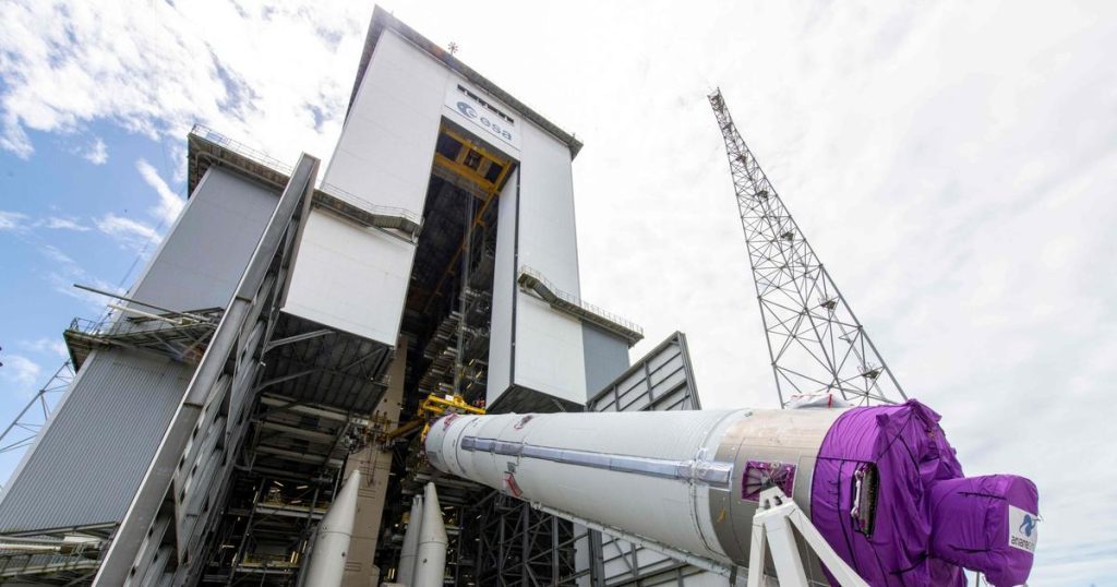 Ariane 6 rocket on its launch pad for the first time