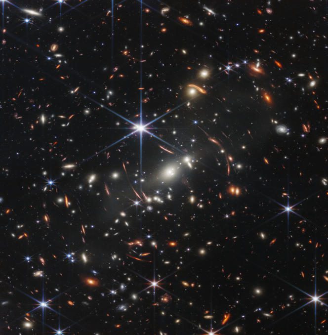 The first image of the galaxy cluster SMACS 0723 was produced on July 11, 2022 by NASA's James Webb Space Telescope, the deepest and sharpest infrared image of the distant universe to date. 