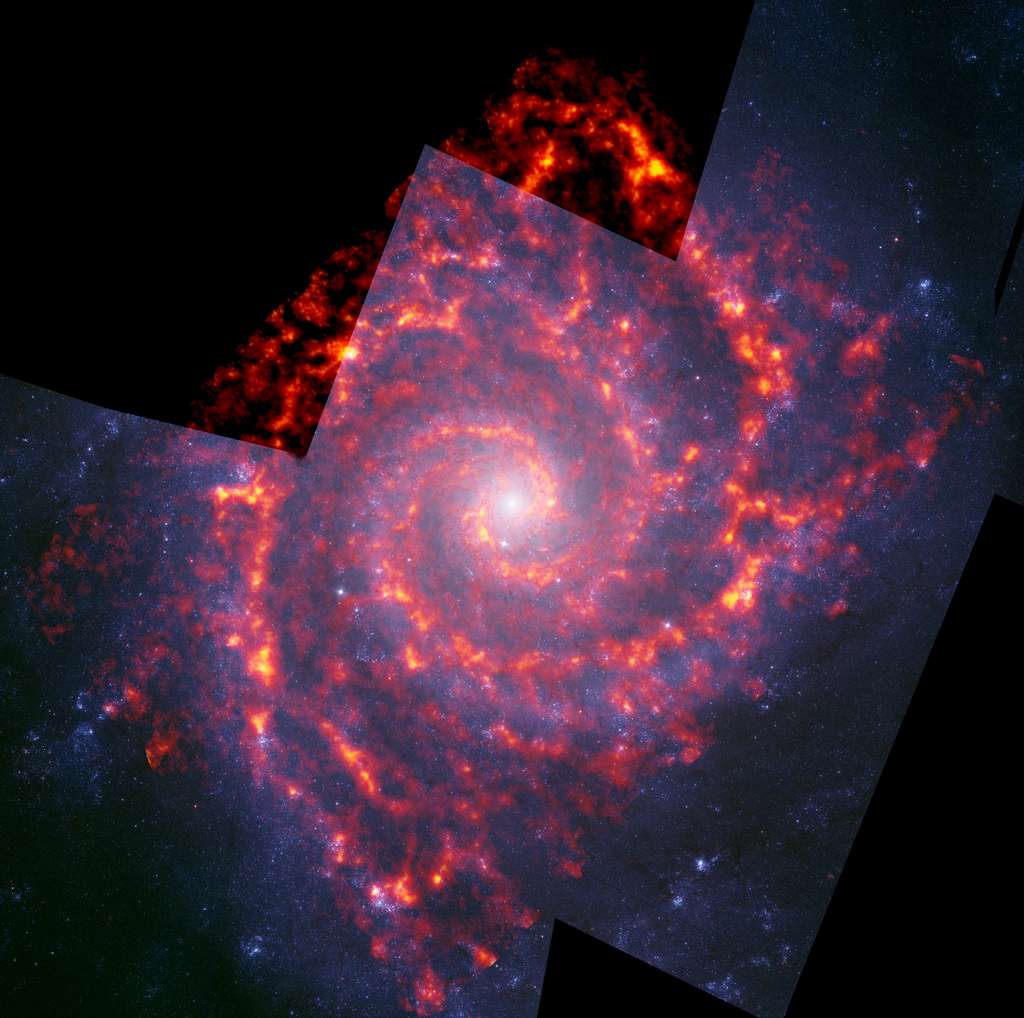 This composite photo brings together Hubble and ALMA observations.  © NRAO, AUI, NSF, B. Saxton: Alma (ESO/NAOJ/NRAO);  NASA Hubble